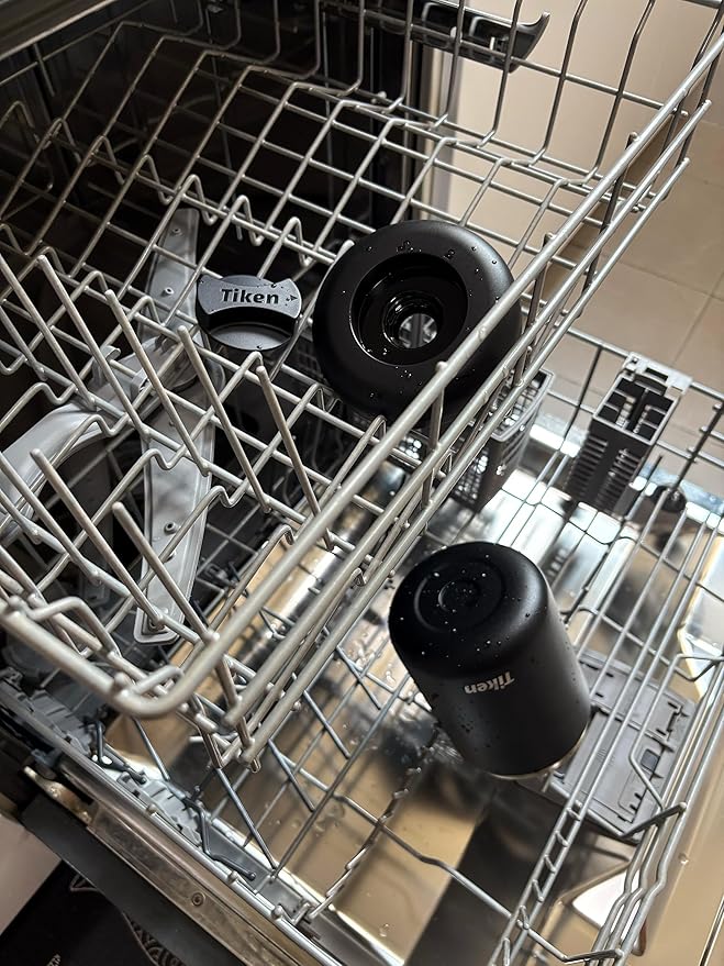 Tiken Airtight Coffee Canister Compact Size for Outdoors - Double Wall Stainless Steel, UV Blocking, Switchable to Food Storage Container 830ml Black