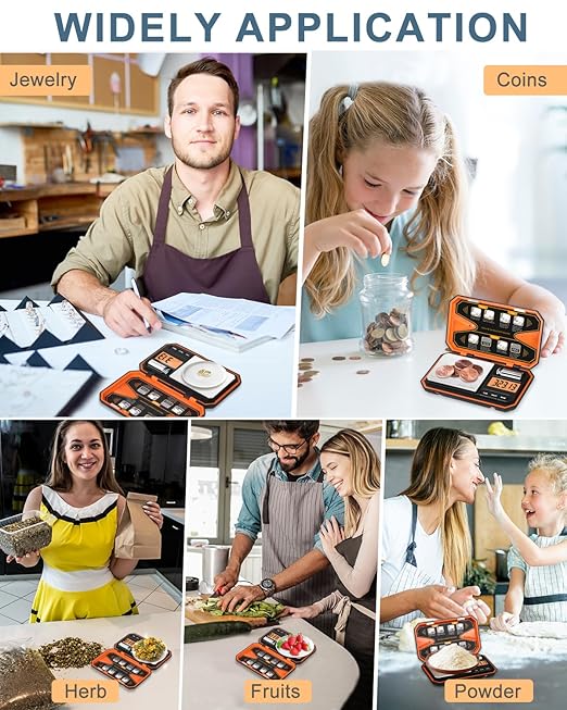 Digital Pocket Scale, 500g/0.01g High Precision Mini Grams Scale with 50g Calibration Weight, Digital Food Scale with LCD Display, 6 Units, Tare Function for Food, Jewelry, Coffee, Coin