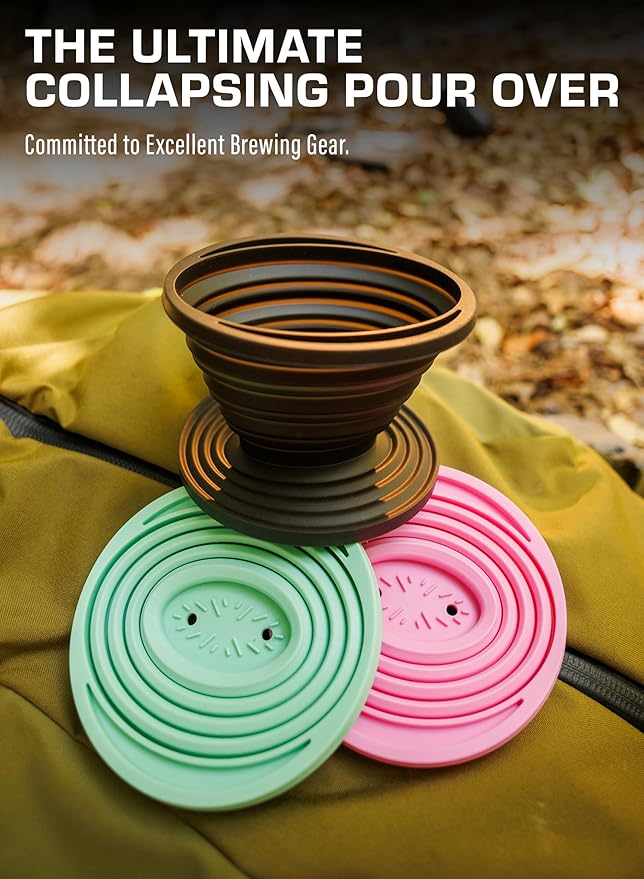 COLETTI Sierra Camping Pour Over Coffee Dripper — Collapsible Pour Over Coffee Dripper — Includes Pack of Paper Filters [Teal, Pack of 1]