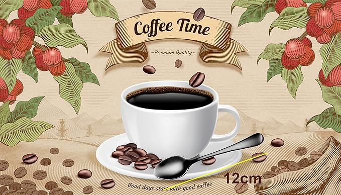 Demitasse Espresso Spoons, Mini Coffee Spoon, Stainless Steel Small Spoons for Dessert, Tea,Set of 6 (black)