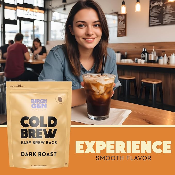Birch Glen Roasters Cold Brew Coffee Bags - 12 Pack of Coarse Ground Coffee Filter Pitcher Packs for Easy Brewing - 100% Arabica - Yields 6 Pitchers - Medium Roast