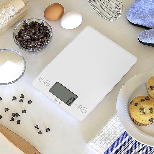 Escali Arti Digital Food Scale, Multi-Functional Kitchen Appliance, Precise Weight Measuring and Portion Control, Baking and Cooking Made Simple, Tempered Glass, Frost White