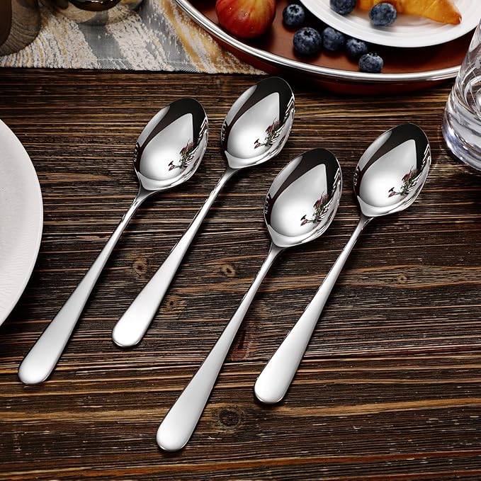 KEAWELL Premium Louise Spoons Set, Set of 4, 18/10 Stainless Steel, Exceptional mirror finish, Dishwasher Safe (9“ Serving Spoon)