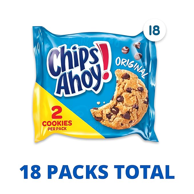 CHIPS AHOY! Original Chocolate Chip Cookies, 18 Snack Packs (2 cookies per pack)