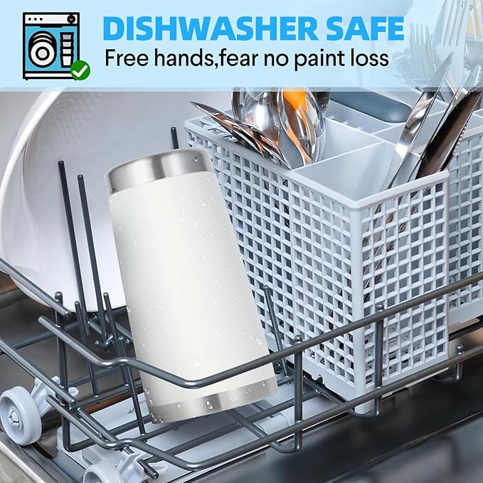 Volhoply 20oz Stainless Steel Tumbler with Lid and Straw Bulk 24 Pack,Double Wall Insulated Travel Iced Coffee Mug Fits Cup Holder,Powder Coated Cups for Hot/Cold Drinks,Christmas Gifts（White,24 Set）