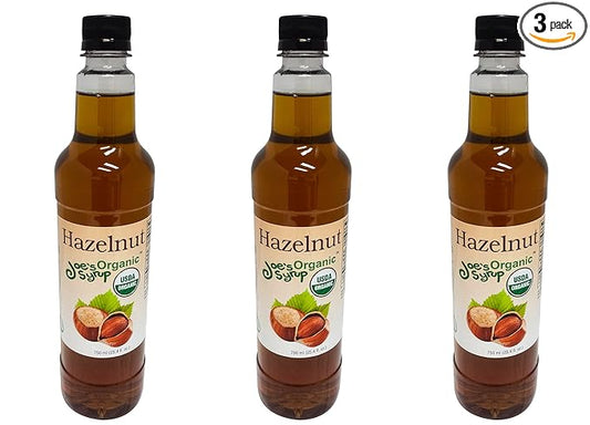 Joe’s Syrup Organic Flavored Syrup, Organic Hazelnut, 750 ml (3 Pack)