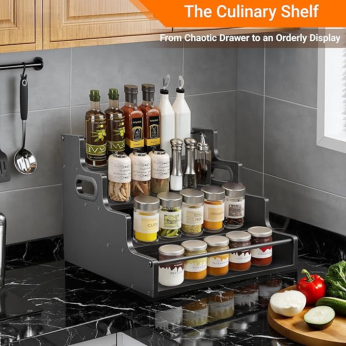 4-Tier Liquor Bottle Display Shelf, Coffee Syrup Rack Organizer, Water Bottle Organizer, Mini Bar Cabinet, Rustic Bar Shelves for Liquor Whiskey, Spirits（Black）