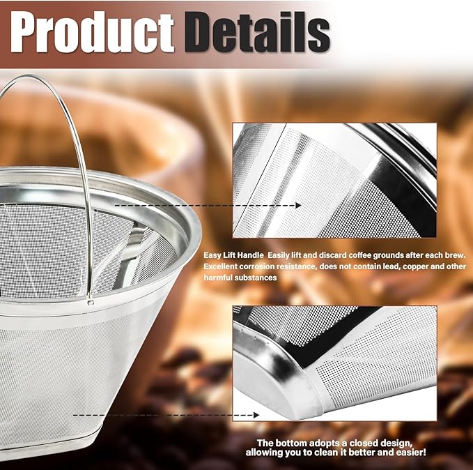 #4 Coffee Filter Reusable Coffee Filter Stainless Steel Coffee Filter Compatible with Technivorm Moccamaster KBGV KBT 79112 53923 59691 etc. Durable Stainless Steel Filter for Sustainable Brewing (1)