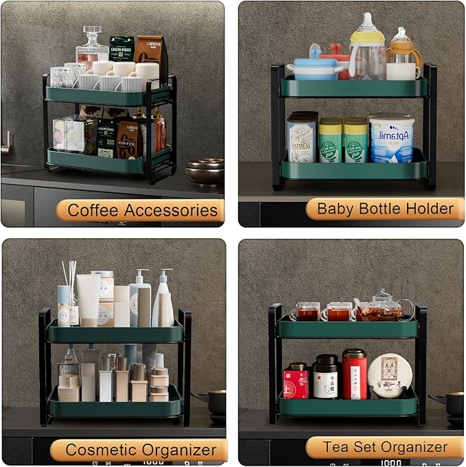 2-Tier Cup Drying Rack & Coffee Bar Accessories With Tray - Mug Holder for Countertop, Baby Bottle Organizer, Sippy Cup Storage, Tea & Glass Organizer