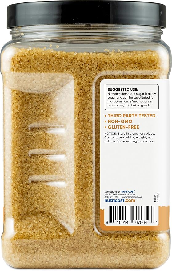 Nutricost Pantry Unrefined Demerara Sugar (4 Pound Bottle) :: Great for Baking, Cooking, Tea, Coffee, Etc. | Raw Cane Demerara Sugar with Zero Additives