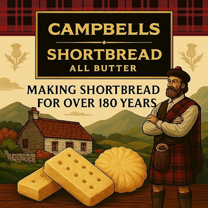 Campbells Shortbread Fingers Tartan Dog Carton 5.3 Oz (Pack of 3) - Pure Butter Scottish Shortbread Cookies from Scotland, British Tea Biscuits & Snacks, Crumbly All-Butter Fingers, Cookie Gift Box