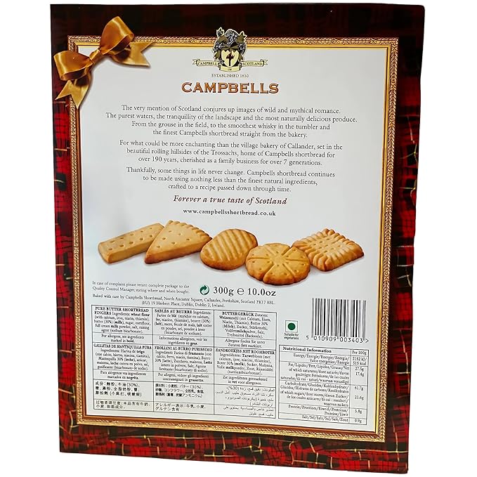 Campbells Shortbread All-Butter Highland Collection Cookies Assortment 10.58 Oz (Pack of 3) - Scottish Shortbread Cookies from Scotland, Assorted Gift Box, British Tea Biscuits, Scottish Snacks
