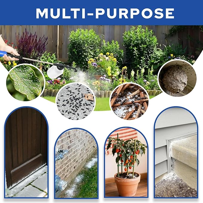 Diatomaceous Earth Powder Duster – 250ml Adjustable 17-50 Inch Powder Sprayer with Push-Pull Air Pump, Ergonomic Diatomaceous Powder Applicator Dispenser for Indoor & Outdoor Use