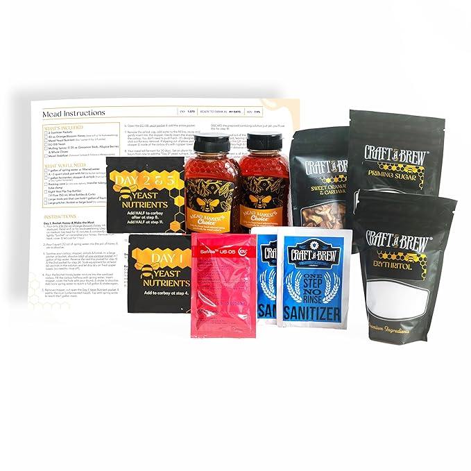 Craft A Brew - Mead Maker’s Choice - Orange Dream Mead Recipe Kit - Ingredients & Instructions for Mead Fermentation & Backsweetening – With Orange Blossom Honey - Makes 1 Gallon Sparkling Mead
