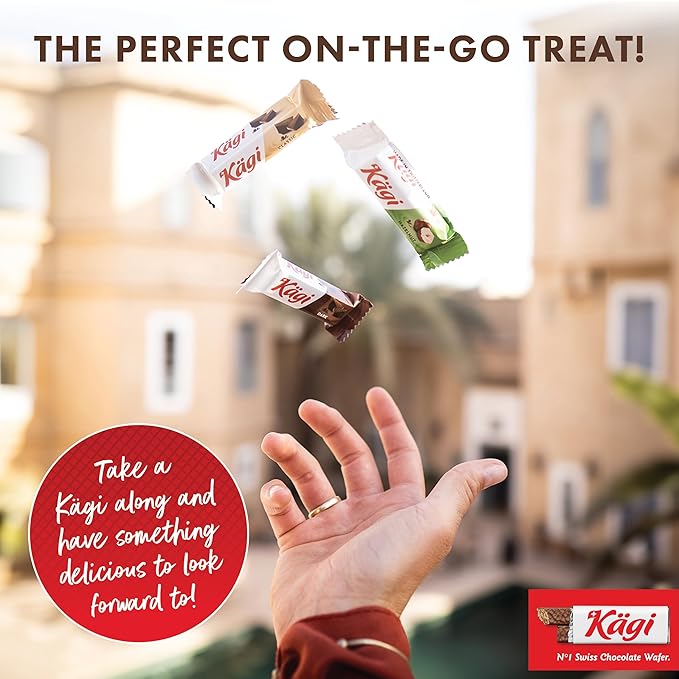 Kägi Swiss Chocolate Covered Wafers Assorted Bag – Crispy Coated, Individually Wrapped Mini-Mix of Classic, Dark & Hazelnut Flavors, 500g Bag