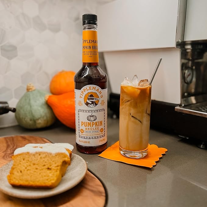 Tippleman's Pumpkin Spice Brûlée Coffee Syrup - Made with Raw Cane Sugar - Perfect for Lattes & Cold Brew, Fits Pump - 750ml