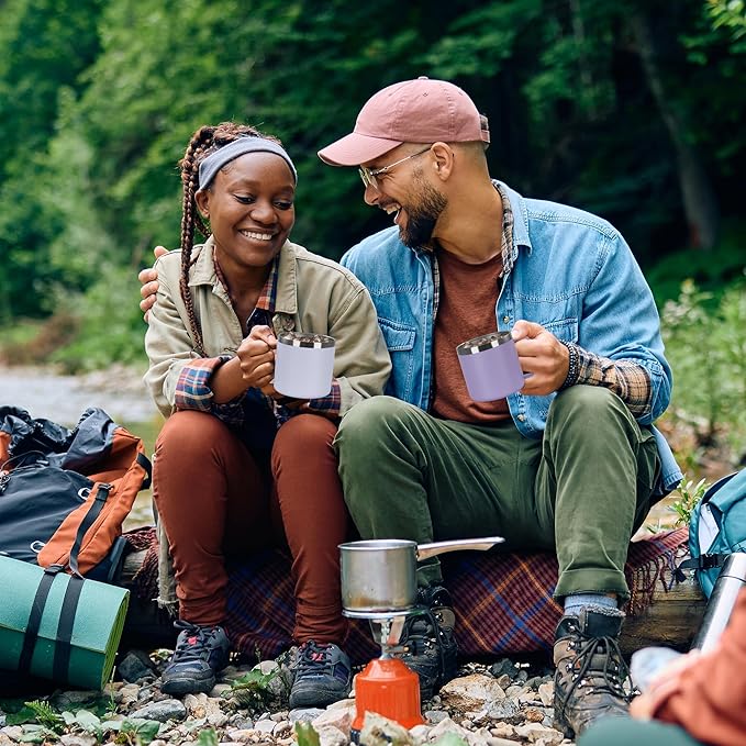 VEGOND 14 oz Insulated Coffee Mug with Handle, Stainless Steel Travel Coffee Mug with Lid, Double Wall Vacuum Metal Coffee Cup, Coffee Tumbler Powder Coated, Purple 1 Pack