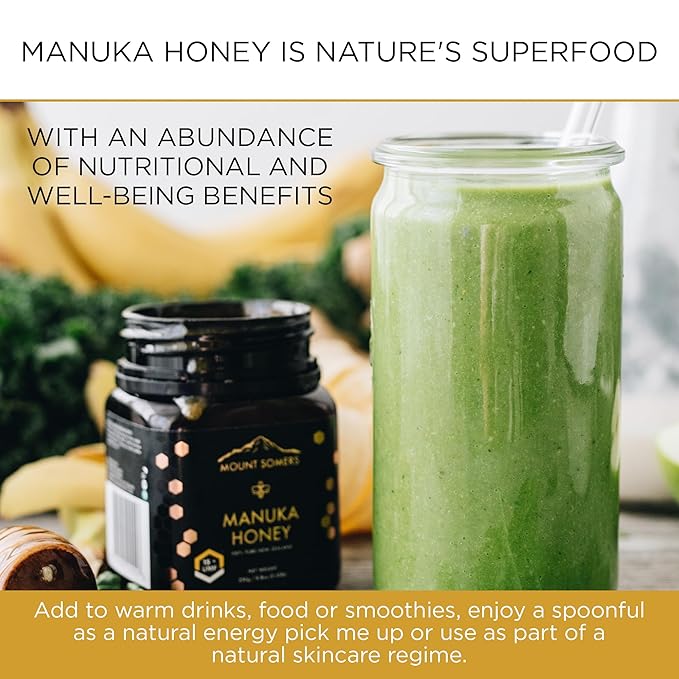Mount Somers Premium Manuka Honey MGO 514+ / UMF 15+ 100% Pure New Zealand Manuka Honey - Genuine Natural Superfood - UMF Certified & Traceable 8.8oz Jar
