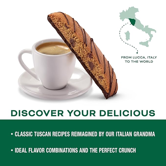 Nonni's Espresso Chocolate Chip Biscotti Cookies - Espresso Chocolate Chip Cookies - Biscotti Italian Cookies w/Dark Chocolate - Italian Biscotti Individually Wrapped Cookies - Kosher - 6.88 oz