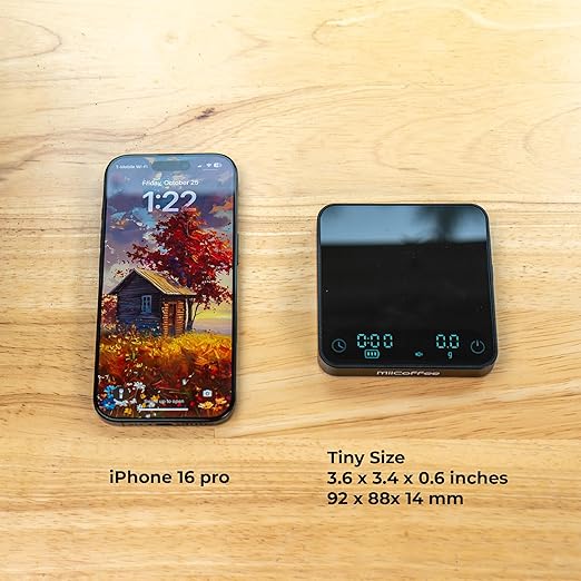 MiiCoffee Minipress Coffee Scale, Auto Timer for Espresso and Pour-Over Coffee, Aluminum Body & Glass Top