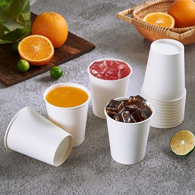 Vplus 500 Pack 8 OZ Paper Coffee Cups, Disposable 8 OZ Coffee Cups With Lids, Cold/Hot Drinking, For Home, Traveling, Stores, Office, And Events