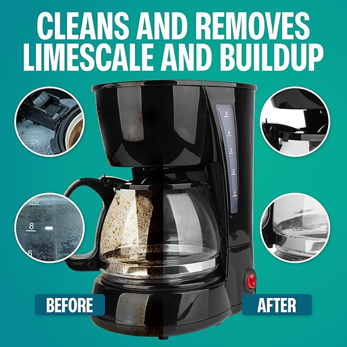 Coffee Maker Cleaner Tablets – Descaling & Cleaning Solution for Coffee Makers, Pot, Espresso Machines – Compatible with Breville, Miele, Keurig, DeLonghi, Nespresso & More – Removes Stains & Oils
