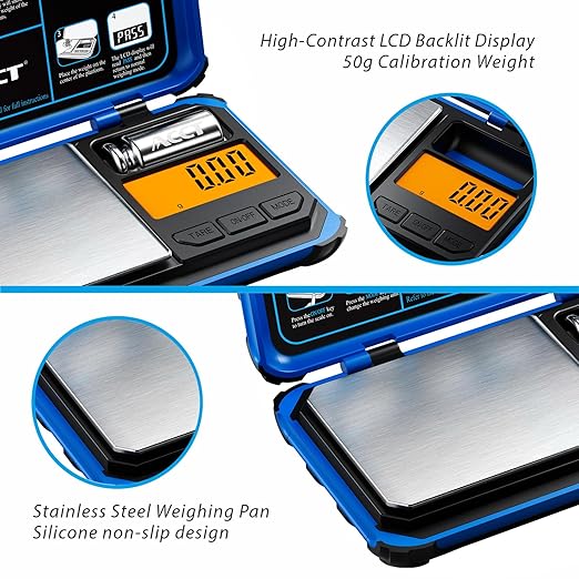 Precision Pocket Scale, 200gx0.01g Jewelry gram Scale, Digital Food Scale with LCD Display, one-Click Conversion 6 Units, Mini Scale for Kitchen/Powder/Coffee/Coins(Battery Included)