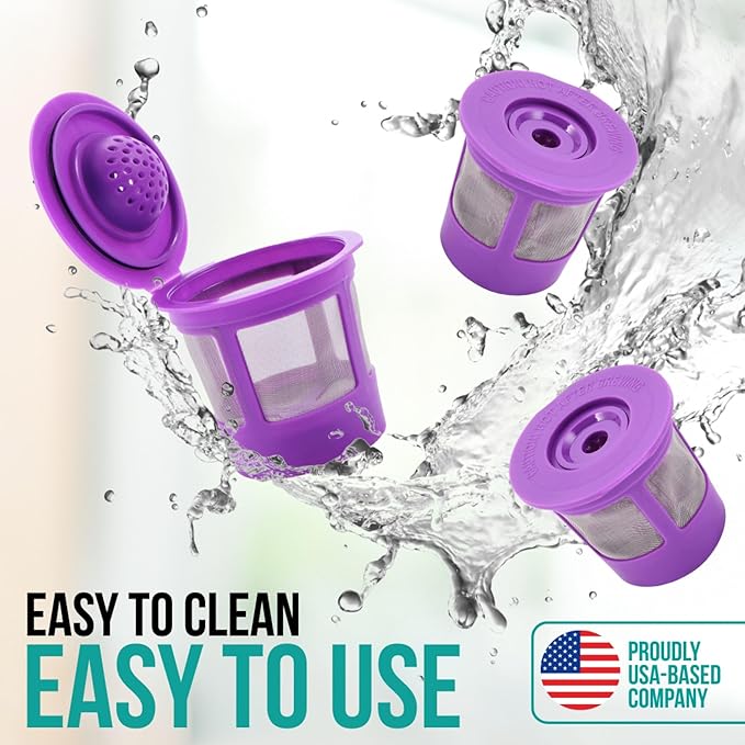 Reusable K Cups for Keurig Coffee Maker - Filter Pods for Keurig 1.0 and 2.0 Brewers - Refillable K Cup Fits K-Elite, K-Classic - BPA Free Universal Reusable Single Serve - 4 Pack