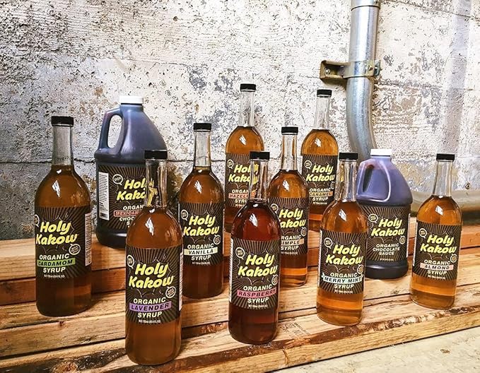 Holy Kakow Cafe Organic Syrup Variety Pack - Caramel Syrup, Hazelnut Syrup, Vanilla Syrup, Organic Syrup for Coffee, Latte, Cocktail - 750ml 3-Pack