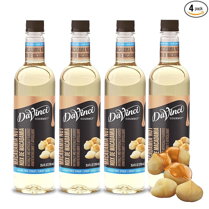 DaVinci Gourmet Sugar-Free Macadamia Nut Syrup, 25.4 Fluid Ounces (Pack of 4)