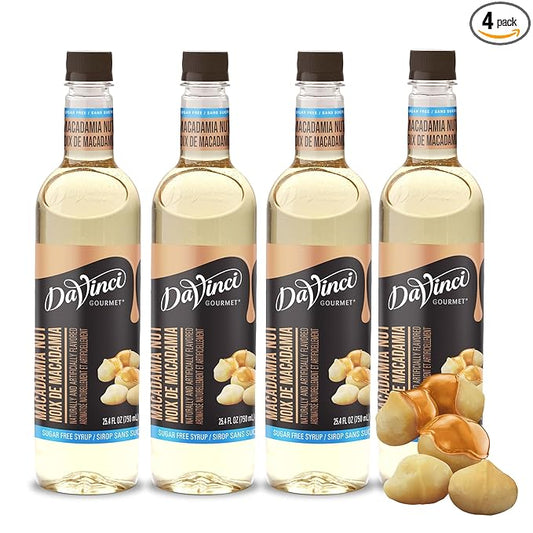 DaVinci Gourmet Sugar-Free Macadamia Nut Syrup, 25.4 Fluid Ounces (Pack of 4)