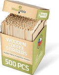 5.5 Inch Wooden Coffee Stirrers, 500 Count, Disposable & Compostable Wood Coffee Stick Stirrers | Eco-Friendly, Sustainable, Organic, Biodegradable, Vegan-Friendly Coffee Station Supplies