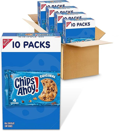 CHIPS AHOY! Original Chocolate Chip Cookies, 40 Snack Packs (4 Cookies Per Pack, 4 Boxes)