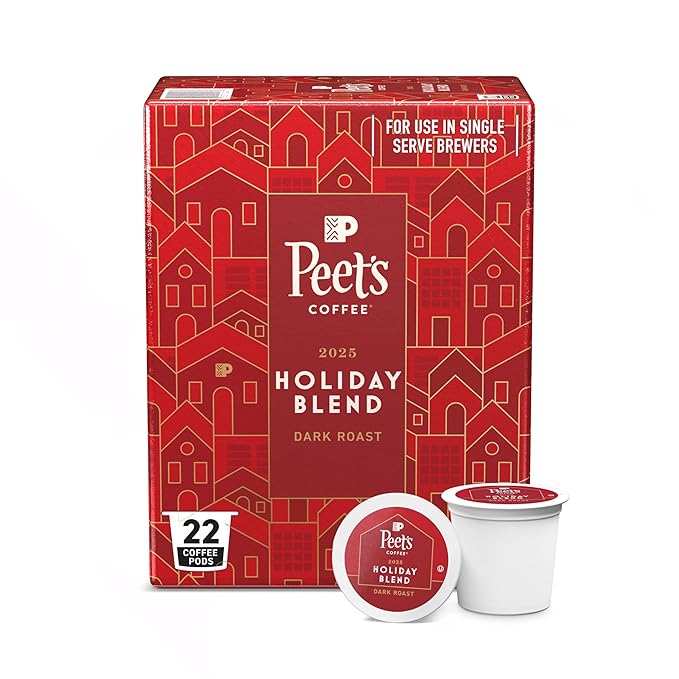 Peet's Coffee, Dark Roast Single Serve Coffee Pods - Holiday Blend 22 Count (1 Box of 22 Pods)