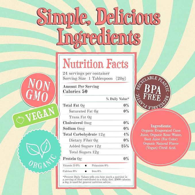 Wäbry Organic Rose Syrup – 16.4oz (468g), Natural Coffee Syrup, Perfect for Lattes, Tea, Shaved Ice and Soda, Vegan Friendly, Non-GMO, Dye-Free Snow Cone Syrup – BPA-Free Plastic Bottle