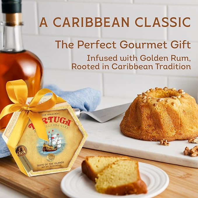 TORTUGA Caribbean Original Rum Cake with Walnuts - 32 oz Rum Cake - The Perfect Premium Gourmet Gift for Gift Baskets, Parties, Holidays, and Birthdays - Great Cakes for Delivery