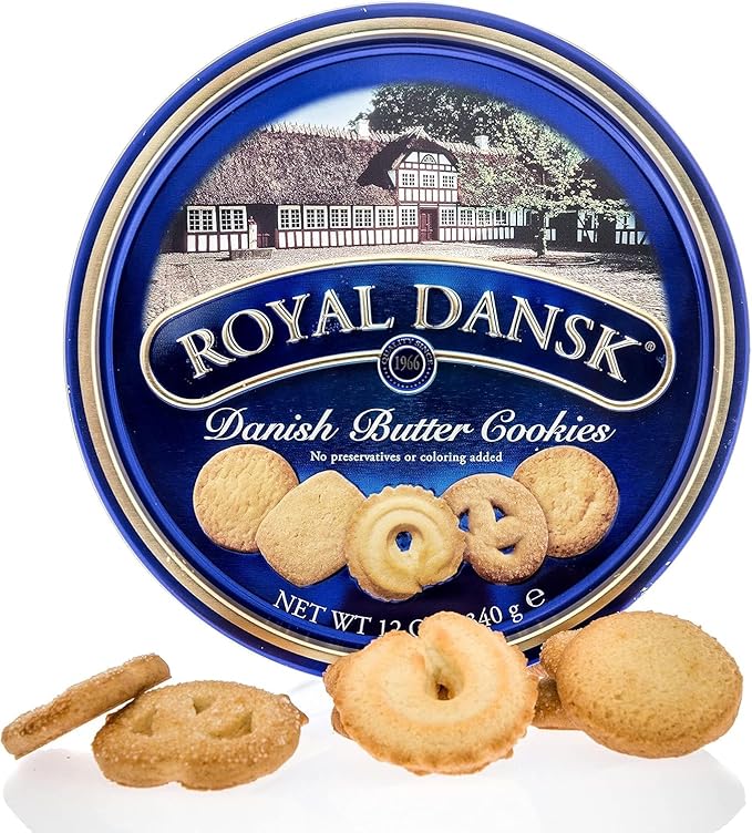 Royal Dansk Danish Butter Cookies, Premium Assorted Cookies in Gift Tin, Great for Sharing and Gifting, 12 oz