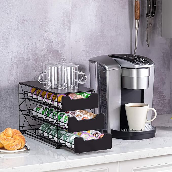 Rice rat k cup Holders for Counter Small for Keurig k-cup Holder for mr Coffee for Tea (63 pods-3 tiers)
