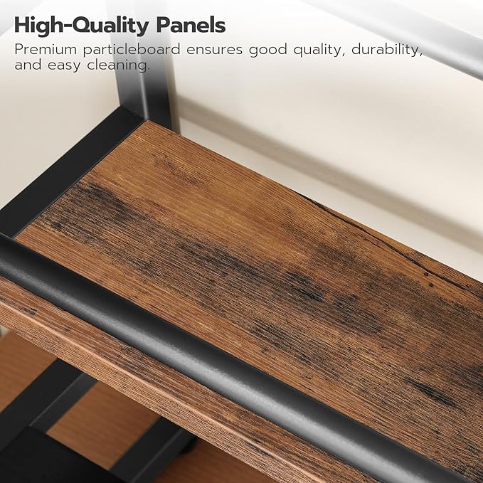 HOOBRO Coffee Syrup Rack Organizer, 3-Tier 12-Bottle Syrup Holder Stand for Coffee Bar, Wine Rack Countertop Storage Rack for Syrup, Wine, for Kitchen Coffee Station, Rustic Brown and Black BF38JJ01