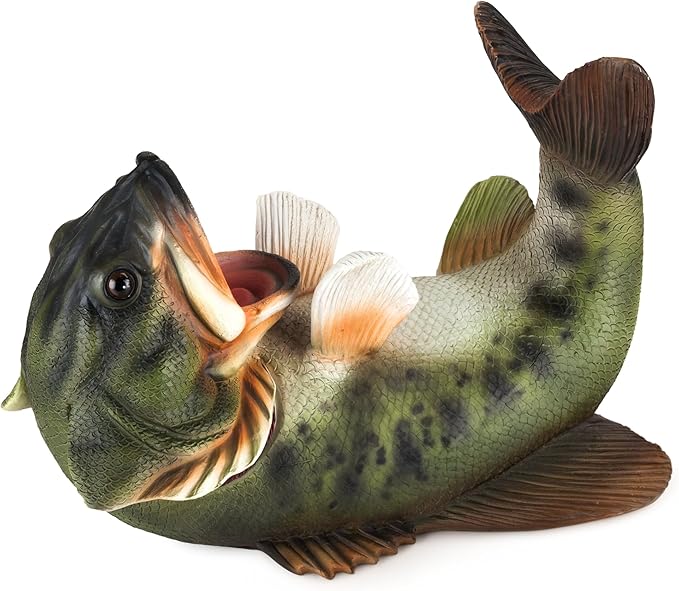 True Boozy Bass Polyresin Wine Bottle Holder - Table Top and Counter Wine Rack, Animal Home Decor - Set of 1, Green, Holds 1 Standard Wine Bottle