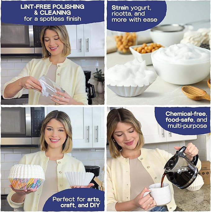 Pine & Pebble® Large Coffee Filters (500 Ct) | Tall-Walled Basket Style (9.84" x 4.33") | No Grounds, No Mess | Fits BUNN & 12-Cup Commercial Brewers | Ideal for Home, Office & Cafés