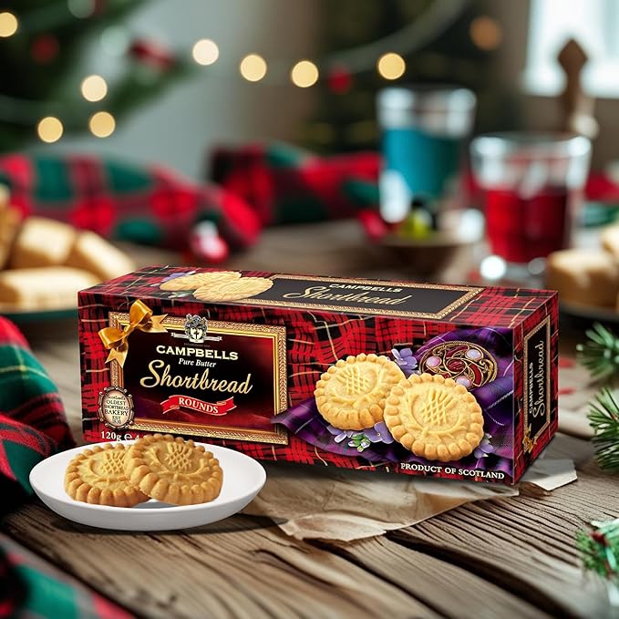 Campbells Shortbread Pure Butter Rounds 4.23 Oz (120g) - Traditional Scottish Shortbread Cookies from Scotland, Gourmet English Tea Biscuits, Imported British Butter Cookies for Gifting
