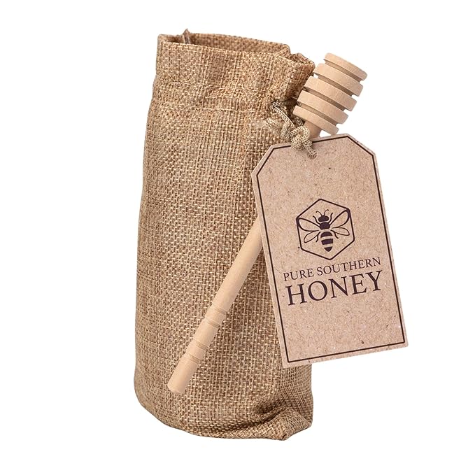 100% Authentic, USA - Made Raw Unfiltered Gourmet Honey Gift Set with Dipper by Pure Southern Honey [ 1 lb] - Unheated - Non - GMO, No Additives, All - Natural Sweetener- Environmental-Friendly Glass Jar