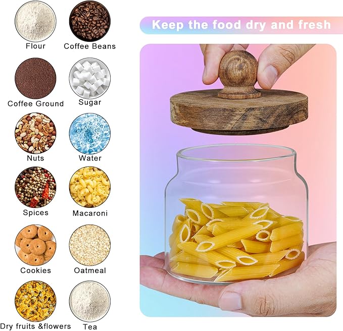 Glass Spice Jar Coffee Sugar Container Airtight Glass Jar Food Storage Canisters Bottle for Kitchen Seasoning Tea Herb Overnight Oats Bar Parfait Snacks (2 * 350ml(11.84oz))