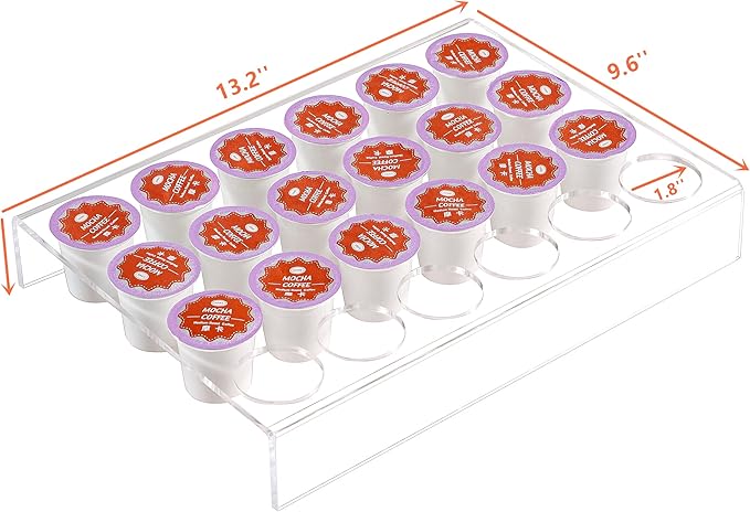 IEEK 2 Pack of 24 Slots Flat Countertop Coffee Pod Holder,K Cup Drawer Holder Organizer for Office and Kitchen,Clear Acrylic K-Cup Organizer Tray,Compatible With KCup Pods