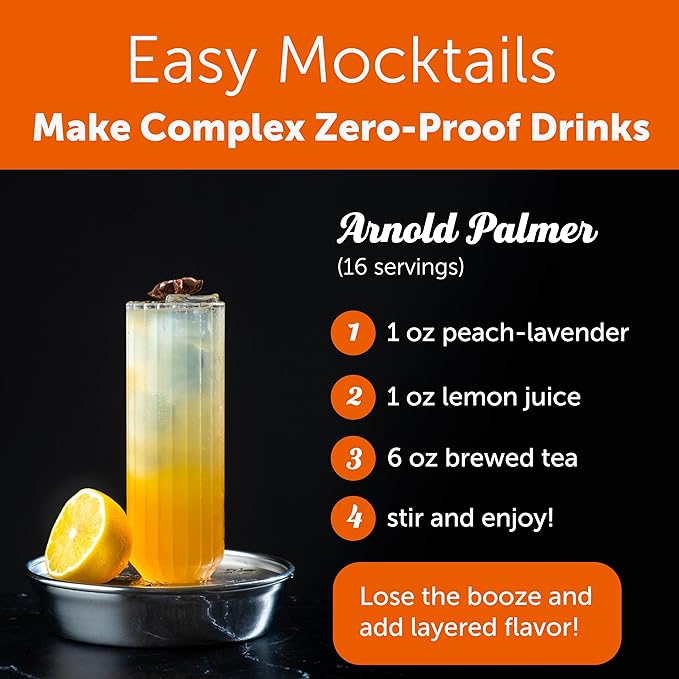 Shaker & Spoon Peach Lavender Cocktail Syrup, 16oz Floral & Fruity Flavored Syrups for Drinks, Vegan Cocktail Mixers, Mocktails, Non Alcoholic Drinks