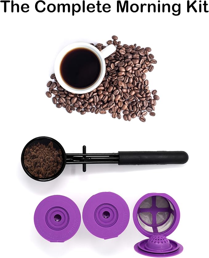 Reusable K Cups Coffee Filter Pod for Keurig 1.0 & 2.0 Machines - Coffee Scoop Funnel and 3 Pack K Cup Filters - Universal Refillable KCups - Fits K-Duo, K-Classic, K-Elite, K-Select, K-Cafe Brewers