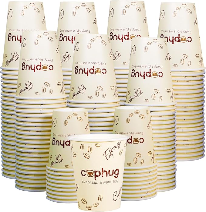 Cuphug 300 Pack 8 oz Coffee Cups with Lids, To Go Paper Cups with Sleeves and Stirring Sticks, Insulated Disposable Coffee Cups for Hot/Cold Drinks