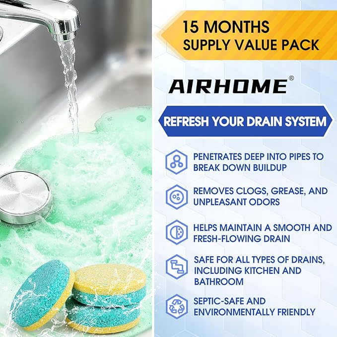 Garbage Disposal Cleaner & Deodorizer Tablets – 30 Count 15-Month Supply, Dual Enzyme Deep Cleaning Pods with Tea Tree, Mint & Lemon Oils, Eco-Friendly, Fits All Kitchen Drains