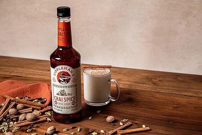 Tippleman's Chai Spice Coffee Syrup - Rich Flavor for Hot or Iced Drinks, Latte, Tea, Espresso, Cappuccino, Cocktails, & Baking - 25.4 Fl Oz